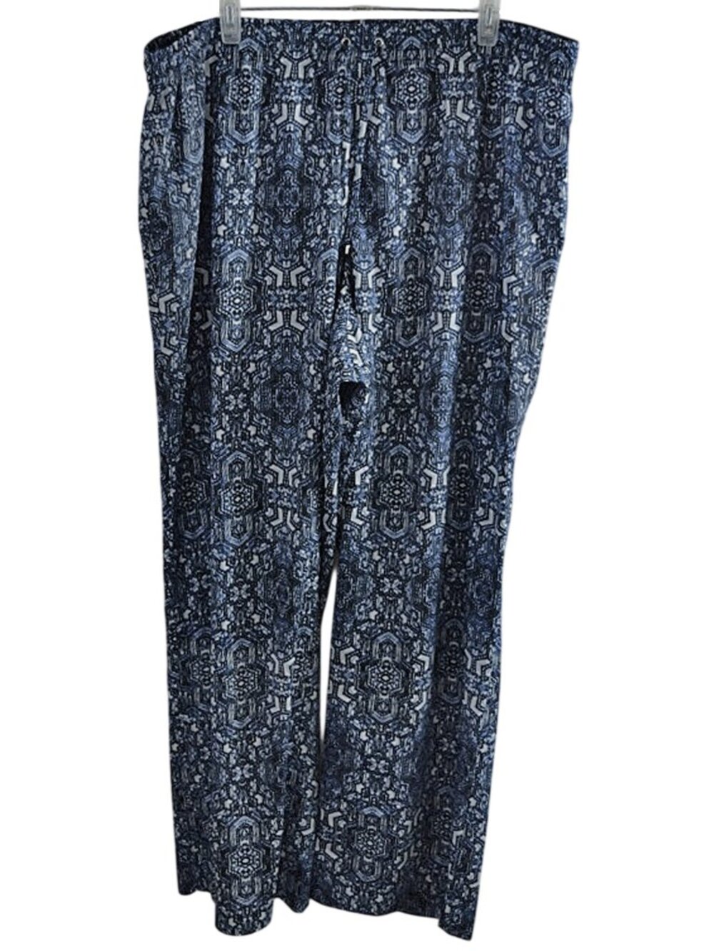 NEW Calvin Klein Drawstring Pants 1X or 2X Blue & White Design Lightweight Flowy